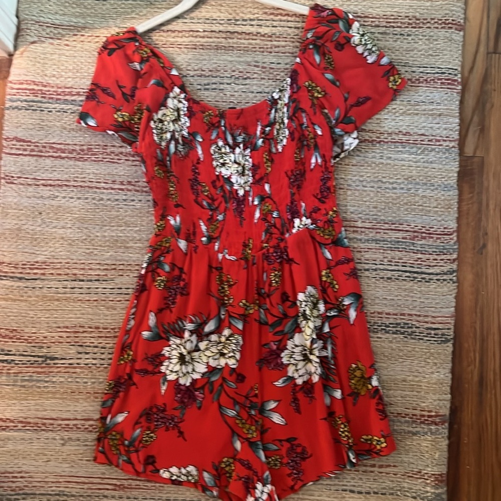 Red Floral Romper Size Medium